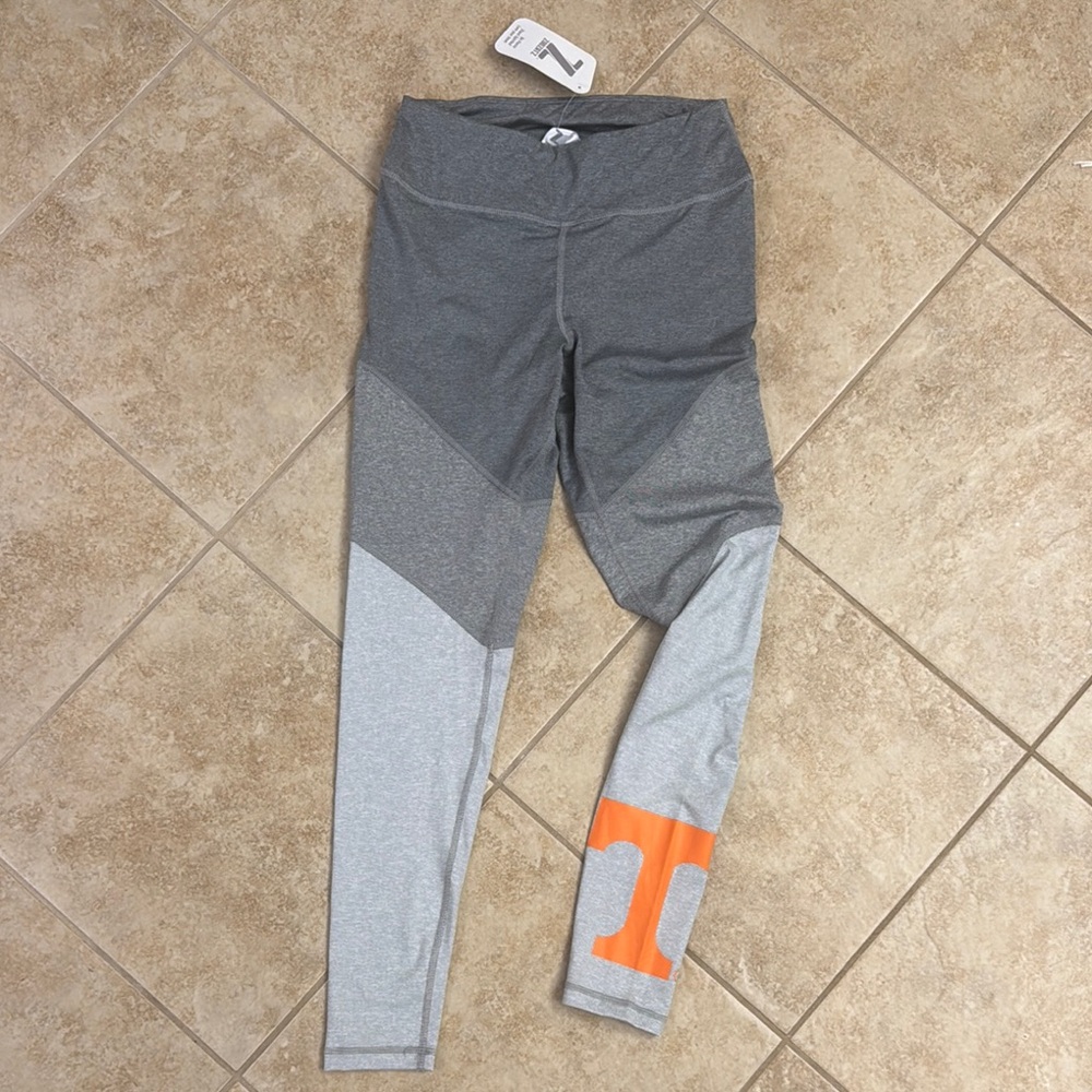 Gray and Orange Colorblock Leggings